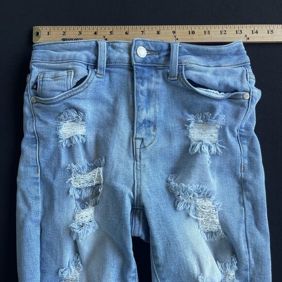 Judy Blue Womens Jean Shorts Small Distressed Light Wash Blue Denim JB1582 - Picture 7 of 10